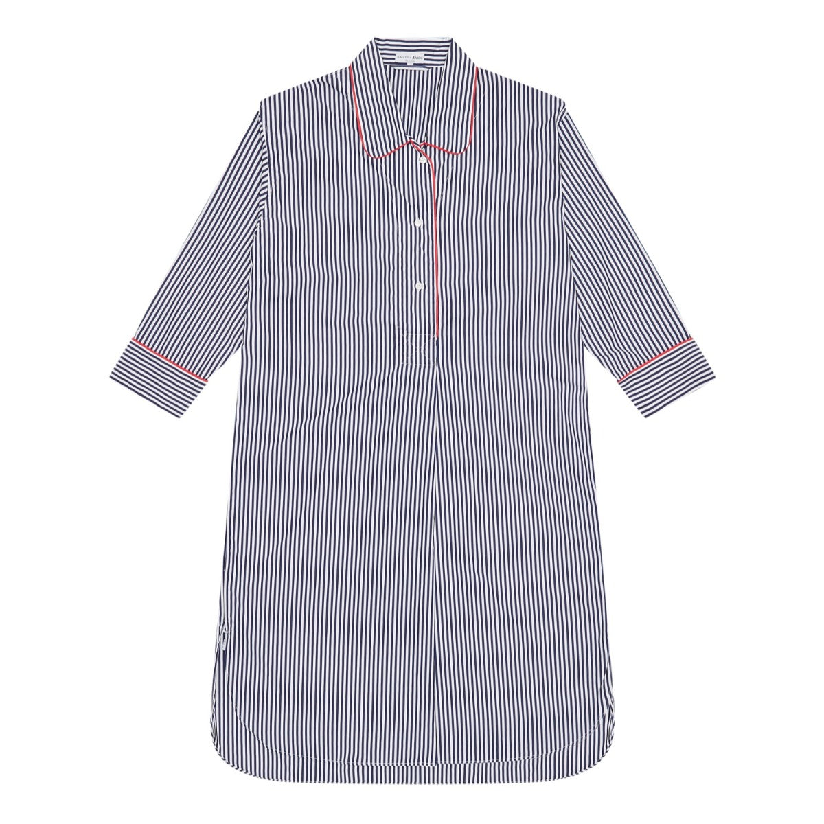 Kitty Stripe Cotton Nightshirt In And White