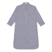 Kitty Stripe Cotton Nightshirt in Navy and White