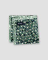 Dark Green Kiwi Print Silk Pocket Square