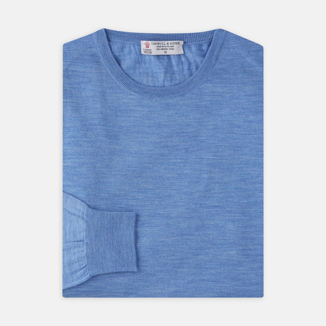Sky Blue Fine Merino Crew Neck Jumper