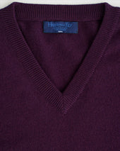 Dark Purple V Neck Cashmere Sweater