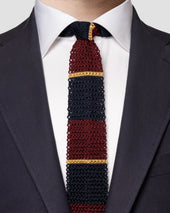 Burgundy Striped Knit Silk Tie
