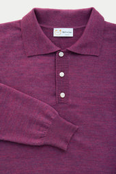 Wool Knitted Long Sleeve Polo Purple