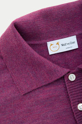 Wool Knitted Long Sleeve Polo Purple