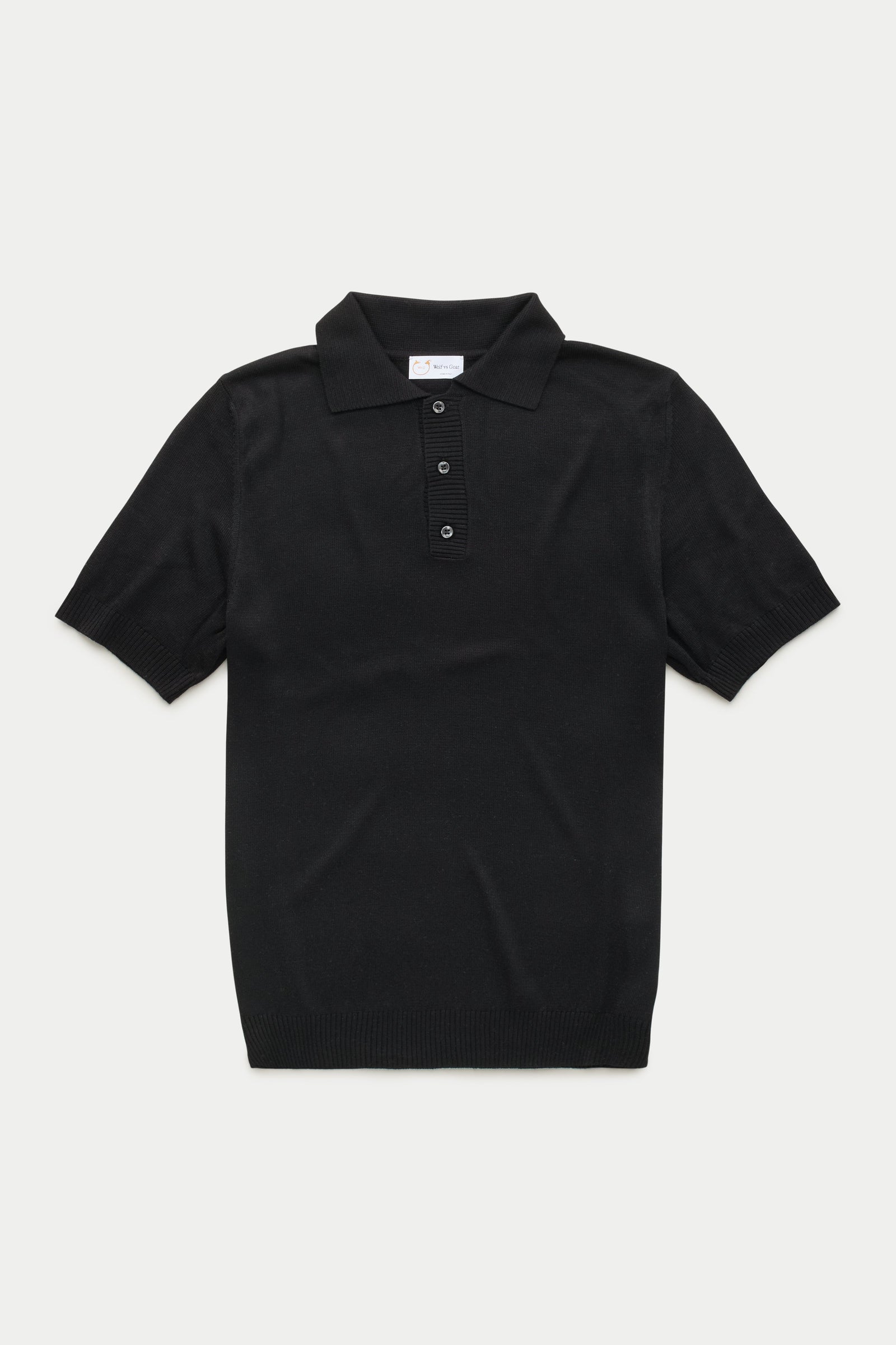 Bamboo Cashmere Knitted Short Sleeve Polo Black