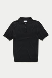 Bamboo Cashmere Knitted Short Sleeve Polo Black