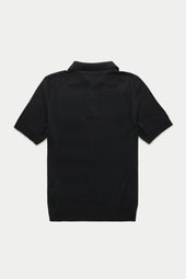 Bamboo Cashmere Knitted Short Sleeve Polo Black
