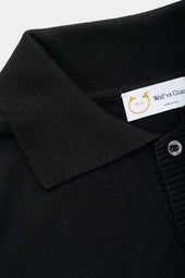 Bamboo Cashmere Knitted Short Sleeve Polo Black