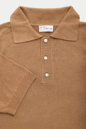 Bamboo Cashmere Knitted Short Sleeve Polo Camel