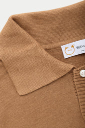 Bamboo Cashmere Knitted Short Sleeve Polo Camel