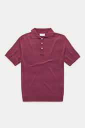 Bamboo Cashmere Knitted Short Sleeve Polo Plum