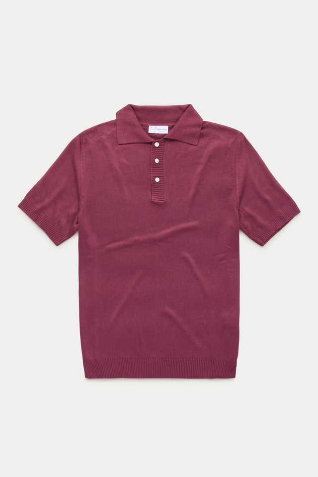Bamboo Cashmere Knitted Short Sleeve Polo Plum