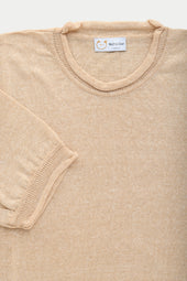 Short Sleeve Knitted Linen Cotton Roll Neck Grano