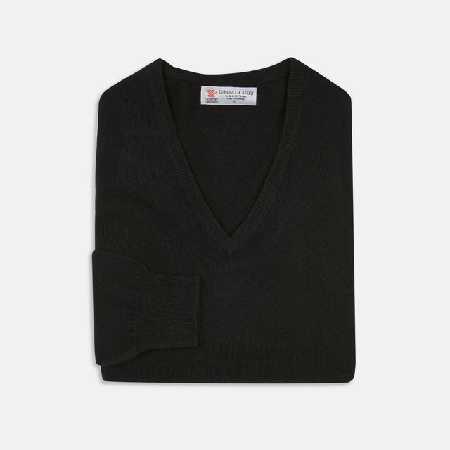 Black V-Neck Cashmere Jumper