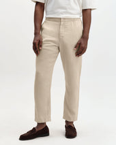 Kurt Beige Washed Linen Relaxed Fit Trousers