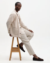 Kurt Beige Washed Linen Relaxed Fit Trousers