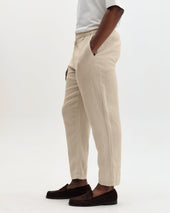 Kurt Beige Washed Linen Relaxed Fit Trousers