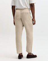 Kurt Beige Washed Linen Relaxed Fit Trousers