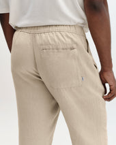 Kurt Beige Washed Linen Relaxed Fit Trousers