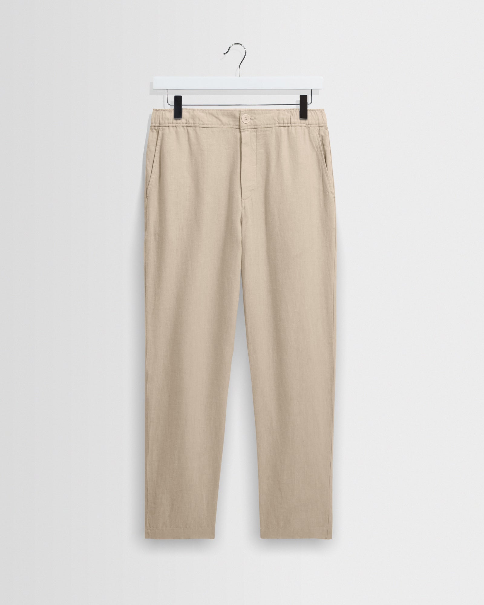 Kurt Beige Washed Linen Relaxed Fit Trousers