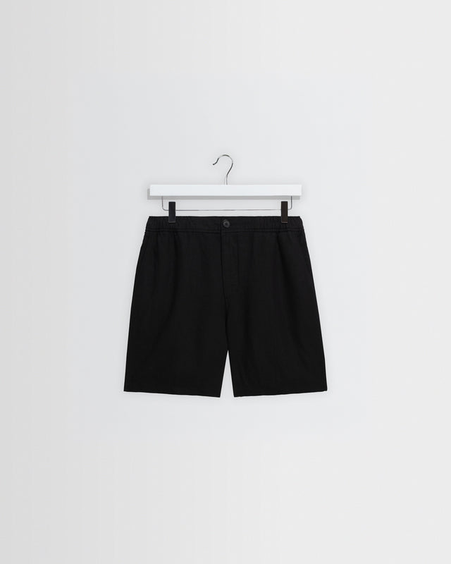Kurt - Black Washed Linen Shorts