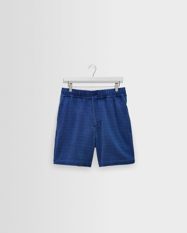 Kurt - Indigo Dobby Textured Organic Cotton Shorts