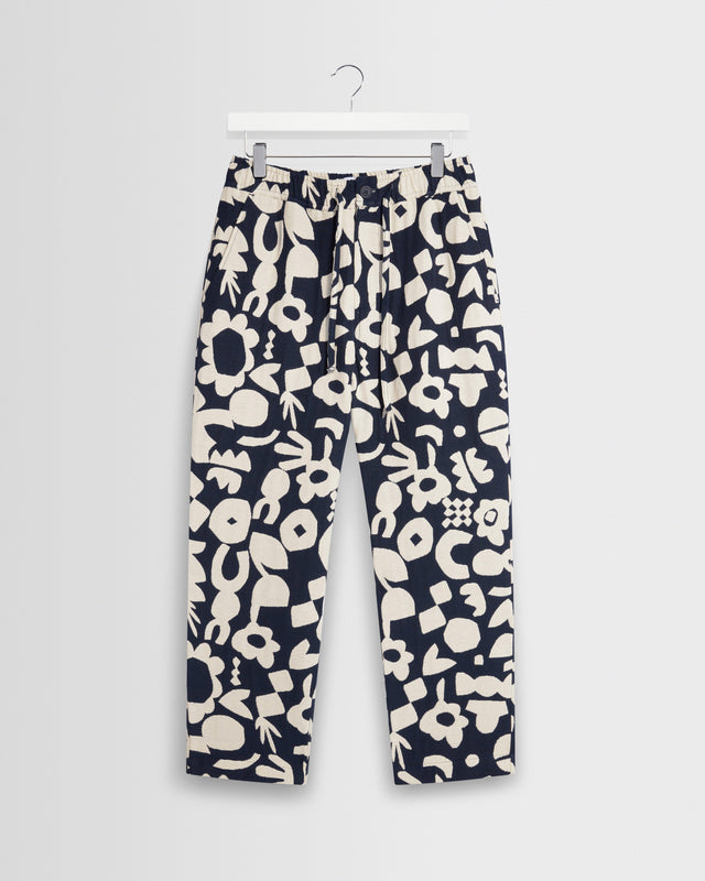 Kurt - Navy And Ecru Spin Jacquard Trousers