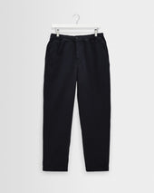 Kurt - Navy Crinkle Cotton-Linen Relaxed Fit Trousers