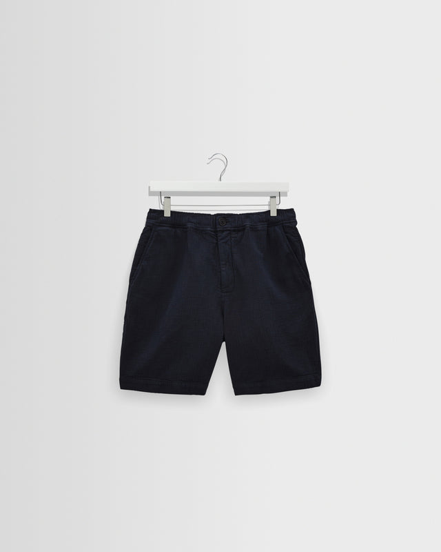 Kurt - Navy Crinkle Cotton-Linen Shorts