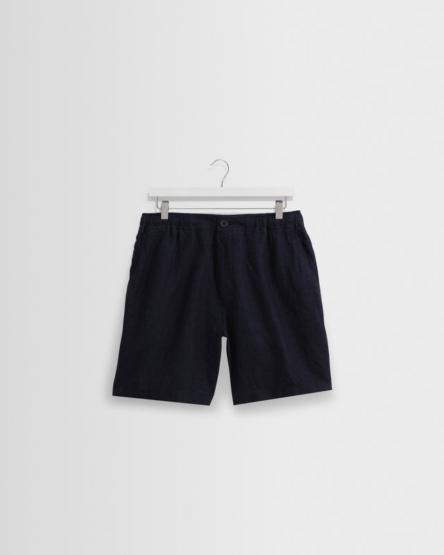Kurt - Navy Washed Linen Shorts