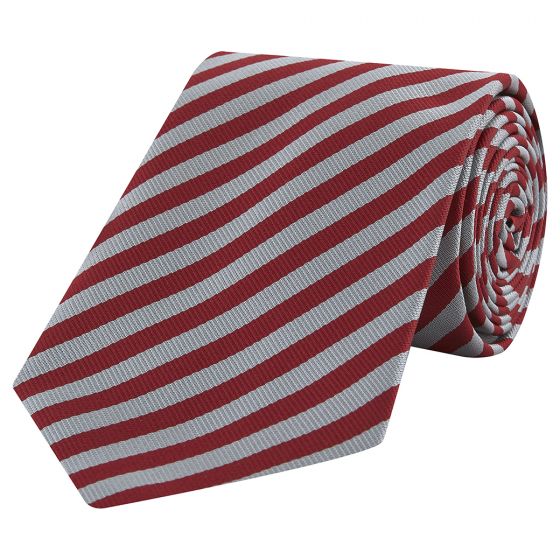 Middle Temple Stripe Red Silver Silk Tie