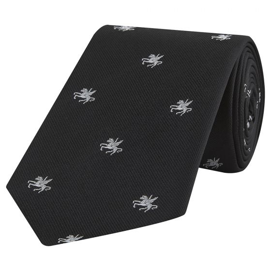 Inner Temple Crest Black Silver Silk Tie