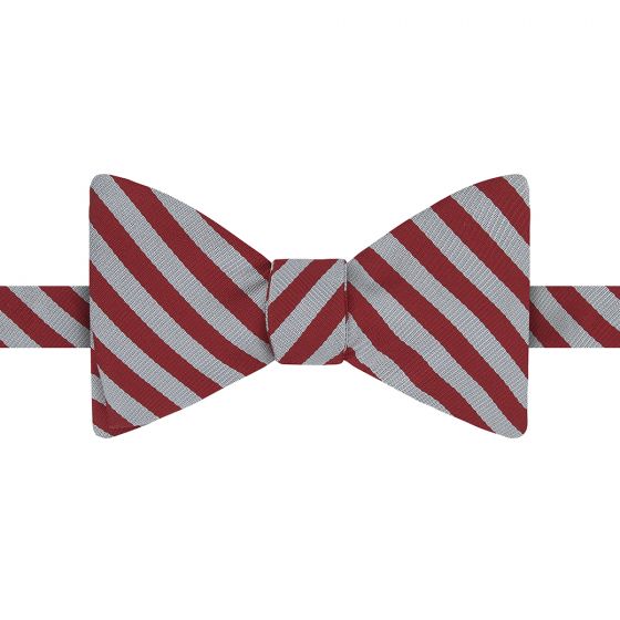 Middle Temple Stripe Red Silver Silk Bow Tie