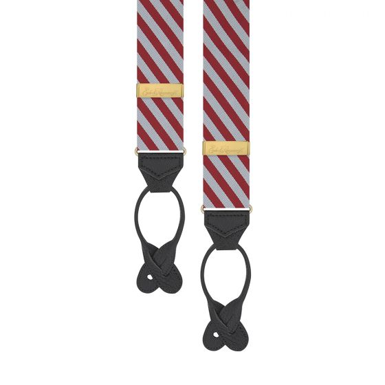 Middle Temple Stripe Red Silver Silk Braces