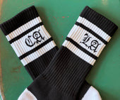 La Ca And White Striped Bamboo Tube Socks