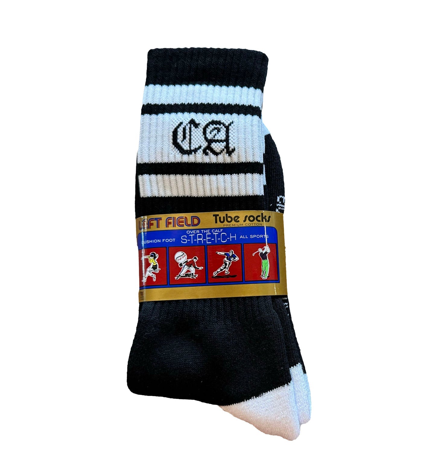 La Ca And White Striped Bamboo Tube Socks