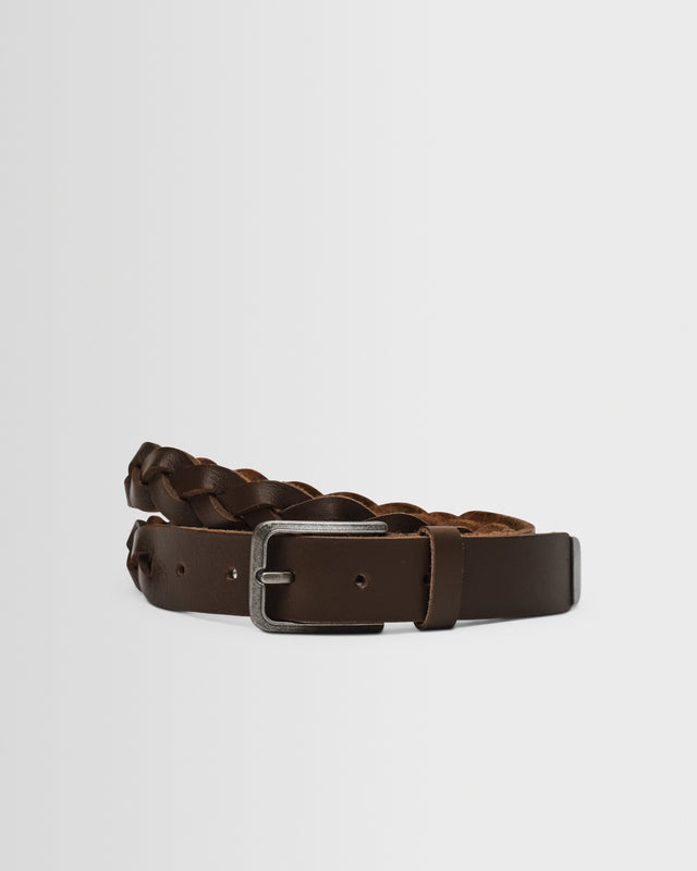 Lambeth - Brown Plaited Leather Belt