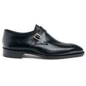 Landsdowne Single Buckle Monk Shoe in Black Calf Leather