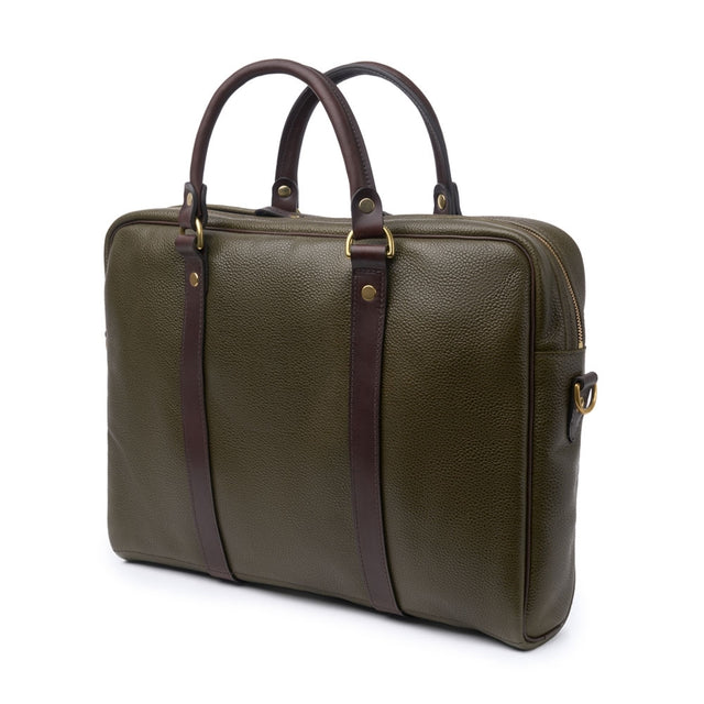 Laptop Bag in Olive Grain Leather