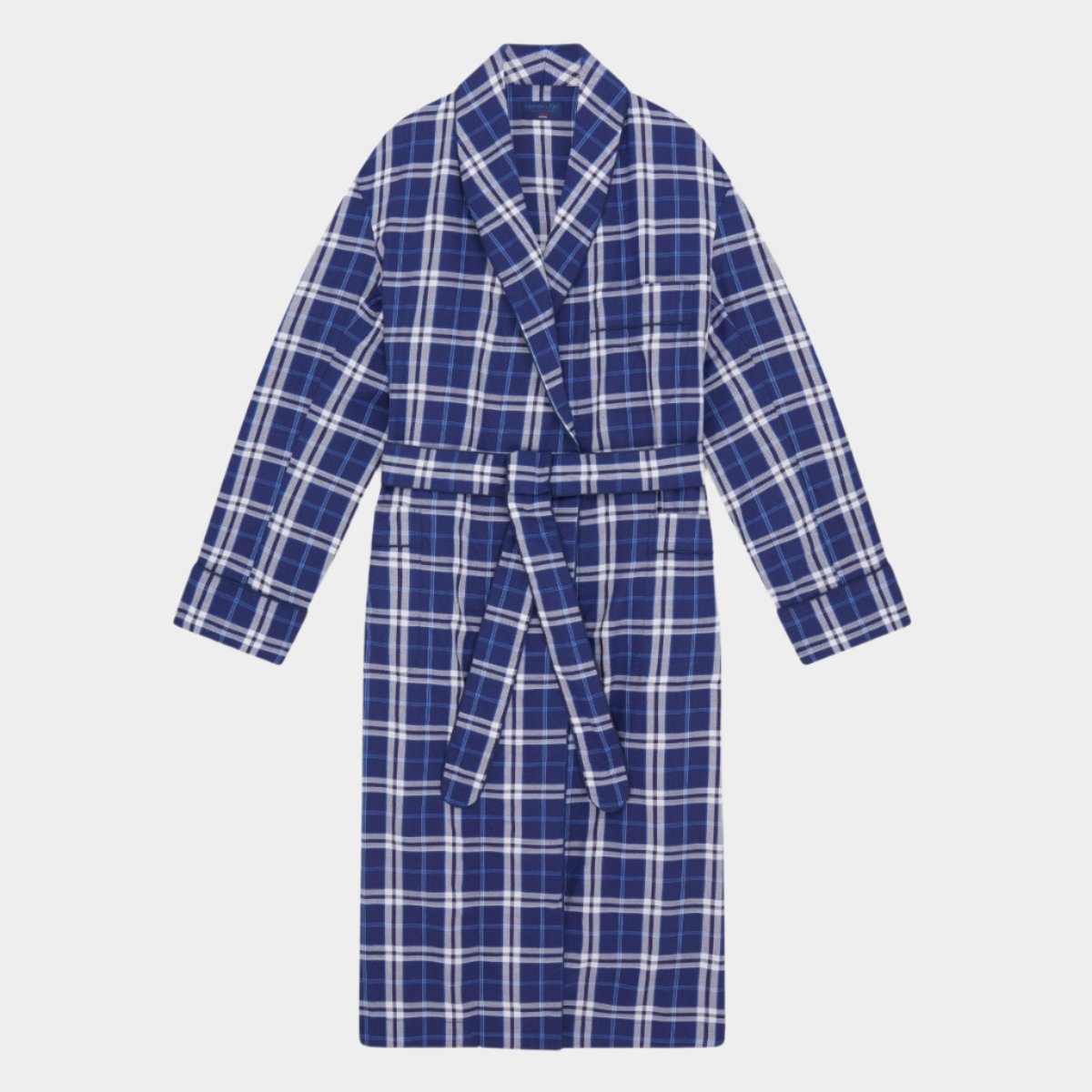 Large Check Cotton Gown With Piping