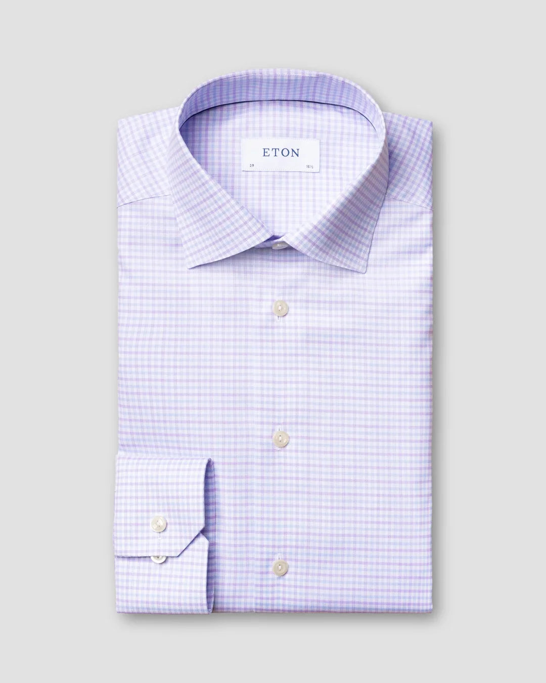Light Purple Checked Twill Shirt Eton