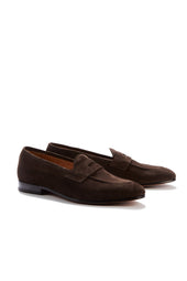 Lawrence Dark Brown Suede Penny Loafers