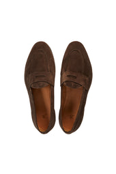 Lawrence Dark Brown Suede Penny Loafers