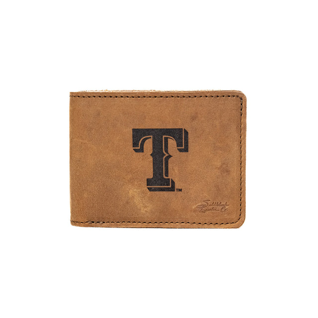 Leather Bifold Wallet Texas Rangers