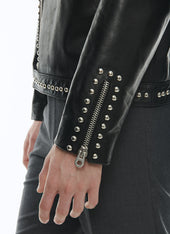 Calfskin Leather Jacket With Studs