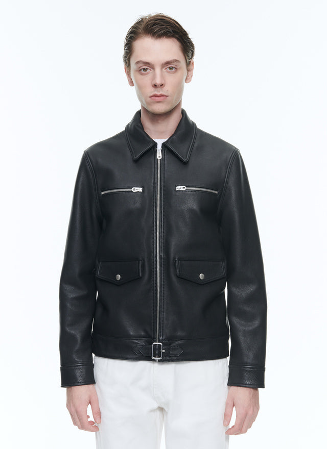 Calfskin leather jacket