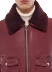 Leather Bomber With Removable Col