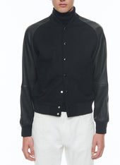 Lamb leather and wool jacket