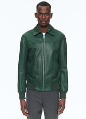 Green lamb leather jacket