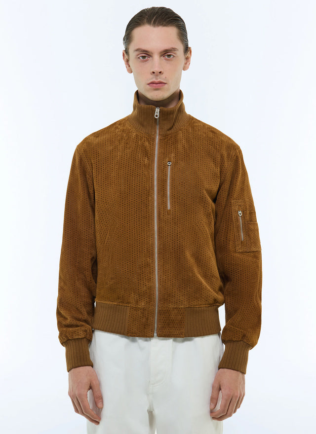 Suede varsity jacket